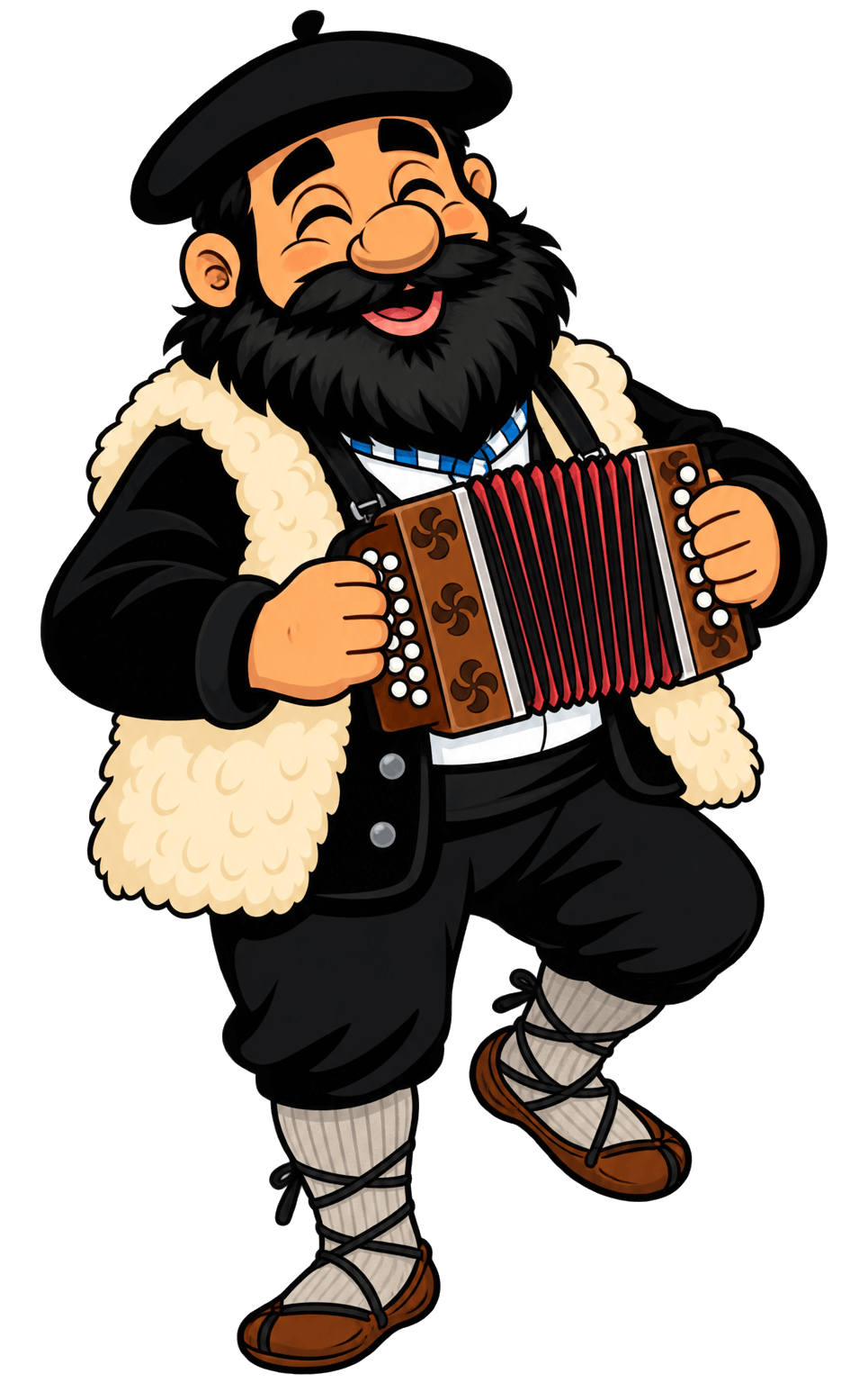 Olentzero animado en PNG bailando y tocando la trikitixa